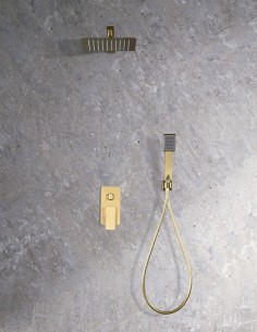 Conjunto de ducha empotrado cuadrado oro modelo PISA de Imex