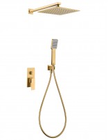 Conjunto de ducha empotrado cuadrado oro