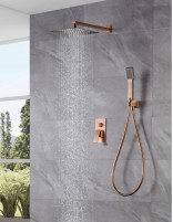 Conjunto de ducha empotrado cuadrado oro rosa Pisa