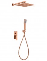 Conjunto de ducha empotrado cuadrado oro rosa