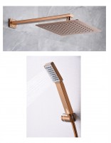 Conjunto de ducha empotrado cuadrado oro rosa detalle