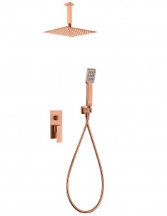 Conjunto de ducha empotrado a techo cuadrado oro modelo PISA de Imex 2