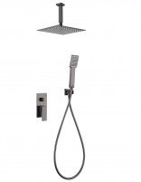 Conjunto de ducha empotrado a techo cuadrado black gun metal modelo CATANIA de Imex