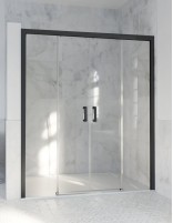 Mampara de aluminio negro - 2 fijas y 2 correderas de Hispabaño