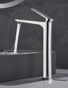 Grifo de lavabo redondo caño alto modelo NÁPOLES de Imex
