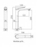 Croquis lavabo caño alto Nápoles