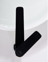 Grifo de lavabo redondo caño alto negro detalle