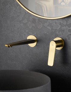 Grifo de lavabo empotrado redondo oro modelo Nápoles de Imex