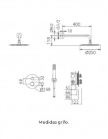 Croquis conjunto de ducha empotrado redondo Nápoles