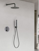 Conjunto de ducha empotrado redondo black gun metal Nápoles de Imex