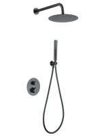 Conjunto de ducha empotrado redondo black gun metal