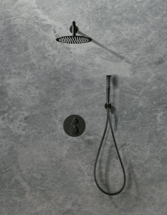 Conjunto de ducha empotrado redondo negro modelo nápoles de Imex