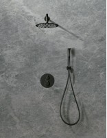 Conjunto de ducha empotrado redondo negro modelo nápoles de Imex