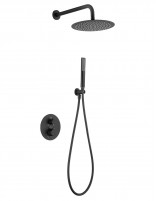 Conjunto de ducha empotrado redondo negro