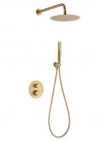 Conjunto de ducha empotrado redondo oro