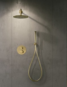 Conjunto de ducha empotrado redondo oro modelo Nápoles de Imex