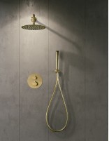 Conjunto de ducha empotrado redondo oro modelo Nápoles de Imex