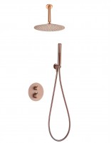 Conjunto de ducha empotrado a techo redondo oro rosa Salerno de Imex