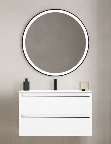 Mueble de baño con lavabo tiradores negros o cromo Osuna