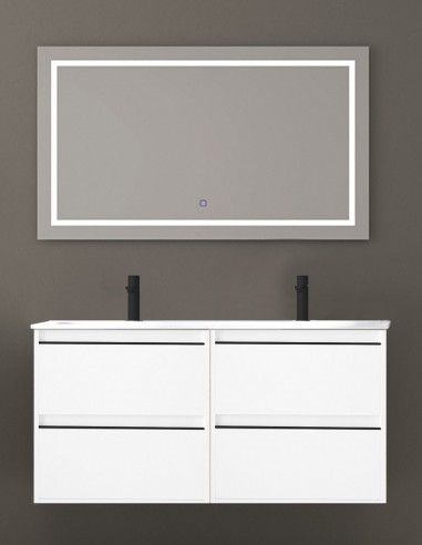 Mueble cuarto baño con lavabo doble OSUNA 4 cajones blanco satinado