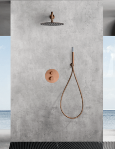 Conjunto ducha oro u oro rosa termostático empotrado - Genova de Imex 2