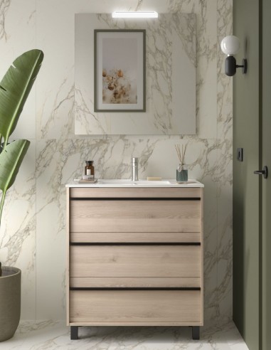 Mueble de lavabo con patas natural