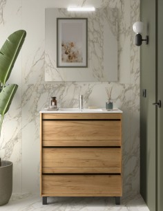 Mueble de lavabo con patas modelo ATTILA de Salgar 3 cajones