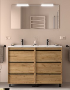 Mueble de baño 120 con patas modelo ATTILA de Salgar con 6 cajones