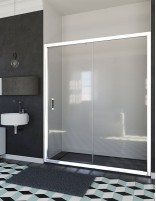 Mampara blanca - modelo 202 frontal con 1 fijo y 1 corredera de Hispabaño