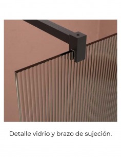 Mampara de ducha fija negra acanalada modelo Soul de Probath 2