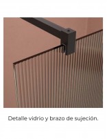 Mampara de ducha fija negra acanalada detalle
