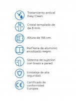 Mampara de ducha fija negra acanalada datos