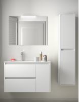 Mueble de baño con lavabo desplazado 85,5 cm white satin