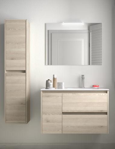 Mueble de baño con lavabo desplazado 85,5 cm natural