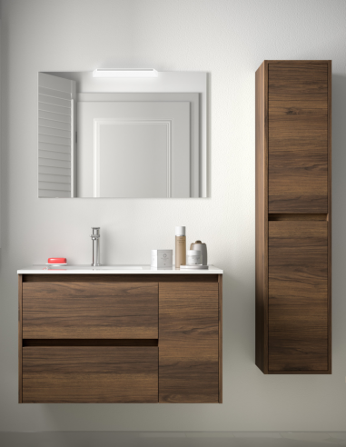 Mueble de baño con lavabo desplazado 85,5 cm nogal maya