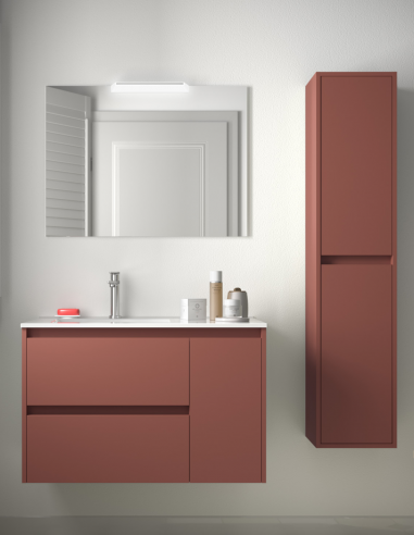 Mueble de baño con lavabo desplazado 85,5 cm red satin