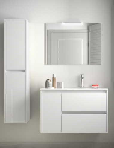 Mueble de baño con lavabo desplazado 85,5 cm white gloss