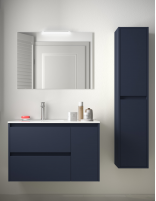 Mueble de baño con lavabo desplazado 85,5 cm blue satin