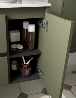 Mueble de baño con lavabo desplazado 85,5 cm detalle puerta