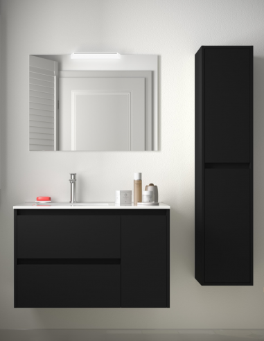 Mueble de baño con lavabo desplazado 85,5 cm black satin