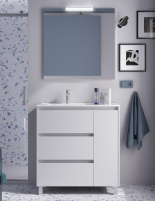 Mueble baño 3 cajones y puerta white satin