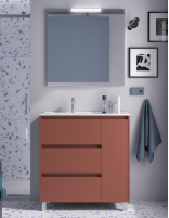 Mueble baño 3 cajones y puerta red satin