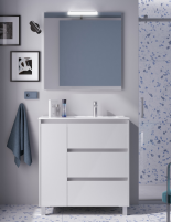 Mueble baño 3 cajones y puerta white gloss