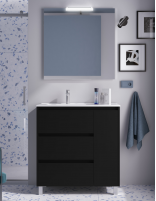 Mueble baño 3 cajones y puerta black satin