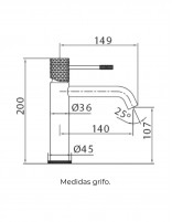 Croquis Grifo para lavabo negro y black gun metal - Genova de Imex