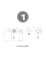 Grifería empotrada monomando negro o black gun metal modelo Genova de Imex croquis