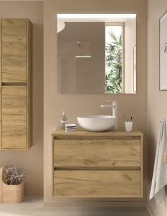 Conjunto mueble de baño modelo Noja sobre encimera de Salgar