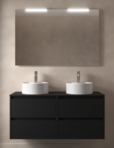 Conjunto mueble de baño 120 cm sobre encimera black satin