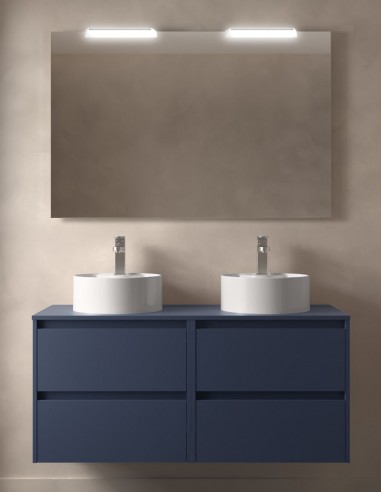 Conjunto mueble de baño 120 cm sobre encimera blue satin