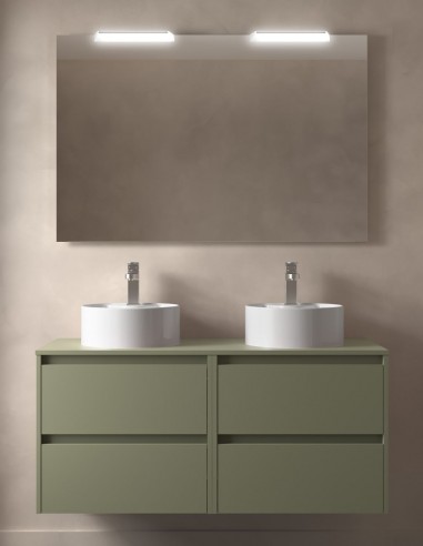 Conjunto mueble de baño 120 cm sobre encimera green satin